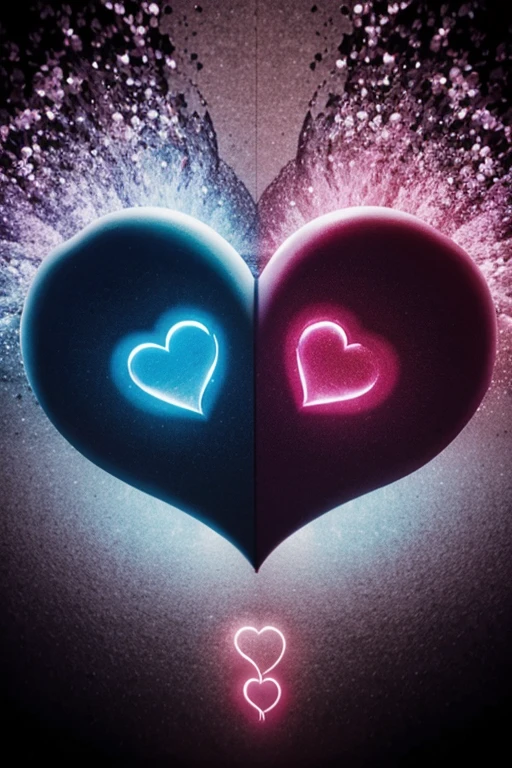 2 heart shapes,There are effects around