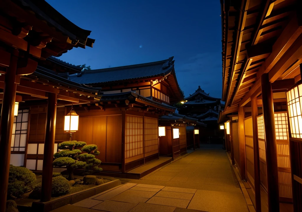 Japanese Shrines　night　Monk reality image　