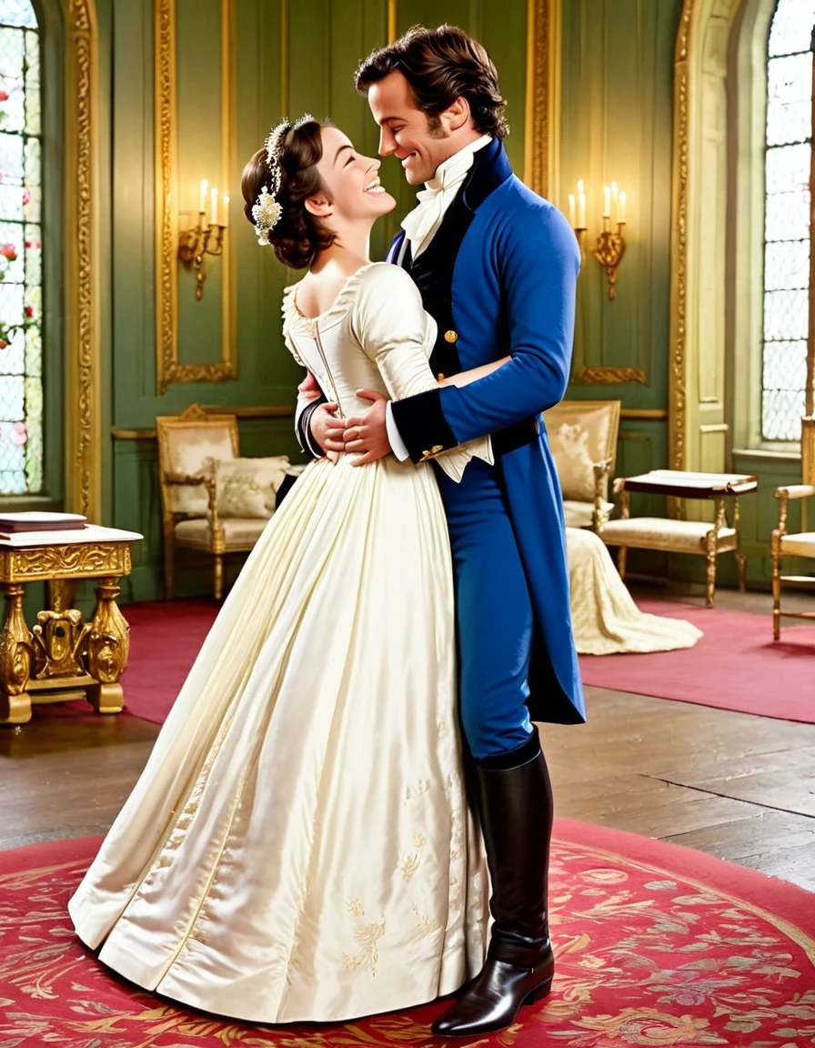 "I am the happiest creature in the world. Perhaps other people have said so before, but not one with such justice."
Image Prompt: Showcase Elizabeth's joy and happiness after her romantic reconciliation with Mr. Darcy, emphasizing her contentment.