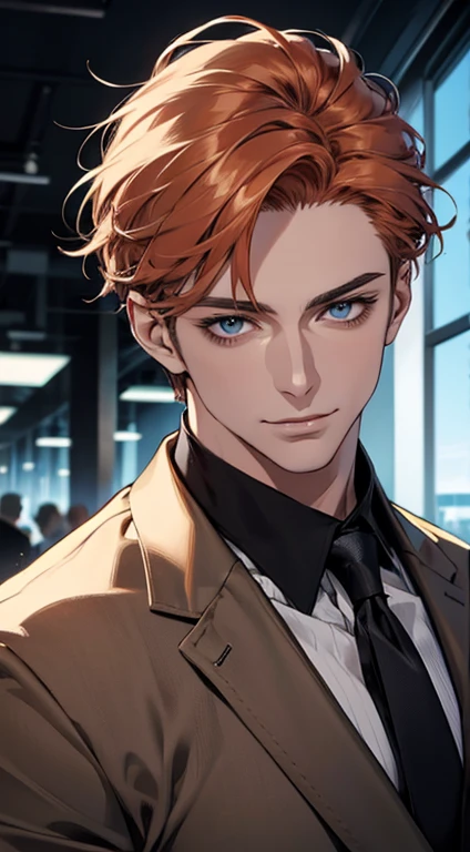 (best quality,4k,8k,highres,masterpiece:1.2),ultra-detailed,(realistic,photorealistic,photo-realistic:1.37),1 man,31 years old,mature man,very handsome,without expression,smile,short grey b
Orange hair,blue eyes,penetrating gaze,perfect face without errors,imposing posture,businessman,office background,cinematic lighting,hdr image