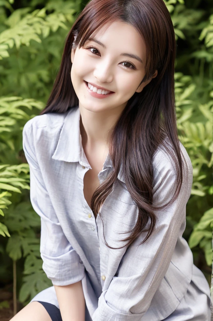 Minami Hamabe,(highest quality,16k,High resolution:1.2),Dark brown long hair,Girls in their 20s,Very detailed,One Girl,A beautiful 26 year old woman,(Minami Hamabe:1.3),(smile),garden,(high quality,ultra detailed,best quality,masterpice,4k,taken by nikon d750:1.0)