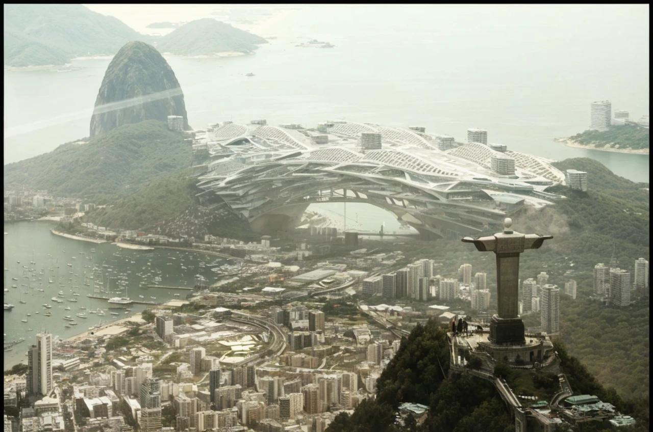 Improve the image, modify the buildings and use a white color and mirrored glass in the buildings.