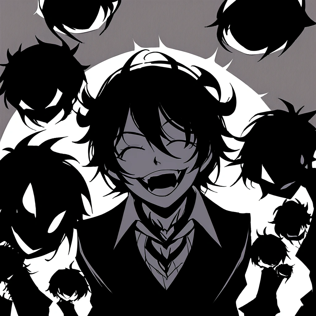 a scary dark shadow figure, sinister laughing shadows, creepy horror shadows, dark shadowy entity, haunting dark silhouette, menacing glowing eyes, twisted distorted shadows, ominous sinister shadows, unsettling shadowy presence, foreboding dark phantoms, (best quality,4k,8k,highres,masterpiece:1.2),ultra-detailed,(realistic,photorealistic,photo-realistic:1.37),dark fantasy,chiaroscuro,moody lighting,dramatic contrast,deep shadows,haunting atmosphere