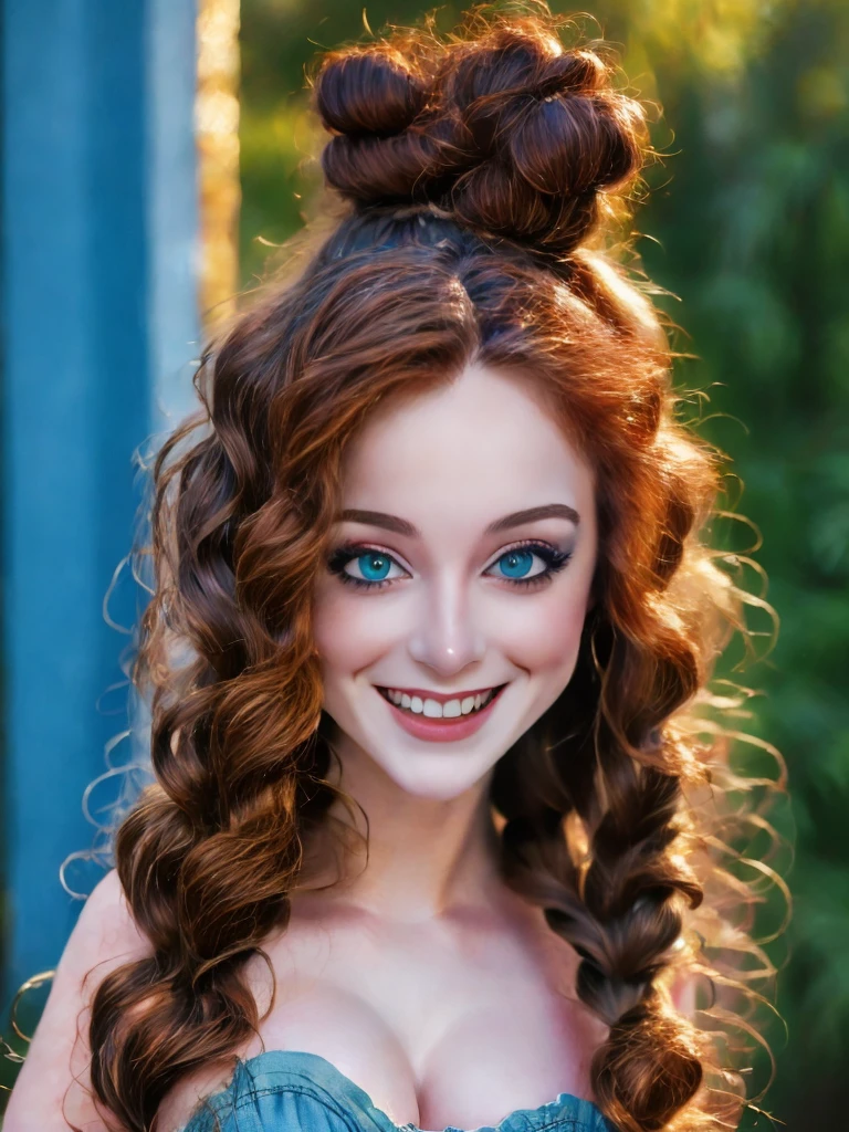 (Best quality, 4K, 8K, A high resolution, Masterpiece:1.2), Ultra-detailed, Realistic portrait of an 18 year old aristocratic girl, Exquisite facial features,Long brown curly hair details expressed, The posture is leisurely and natural,Graceful posture, Dreamy atmosphere, expressive brush strokes, mystical ambiance, Artistic interpretation,Delicately coiled hair,Floral jewelry with exquisite details, Crystal diamond jewelry,Small fresh aesthetics,Stunning intricate costumes, Fantasy illustration, Subtle colors and tones, mystical aura,The details have been upgraded