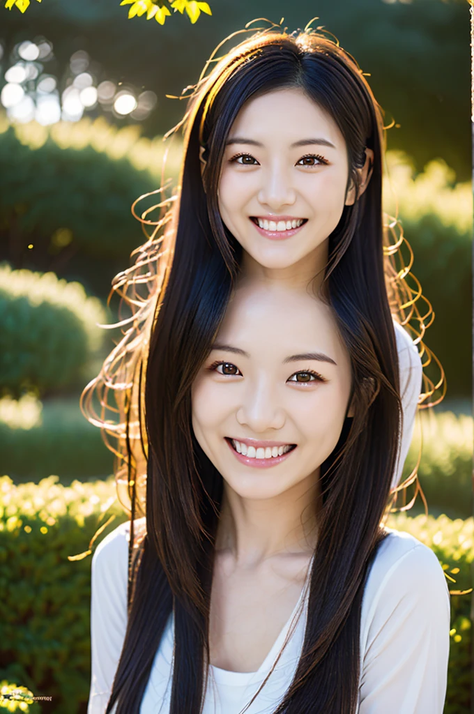 Minami Hamabe,(highest quality,16k,High resolution:1.2),Dark brown long hair,Girls in their 20s,Very detailed,One Girl,A beautiful 26 year old woman,(Minami Hamabe:1.3),(smile),garden,(high quality,ultra detailed,best quality,masterpice,4k,taken by nikon d750:1.0)