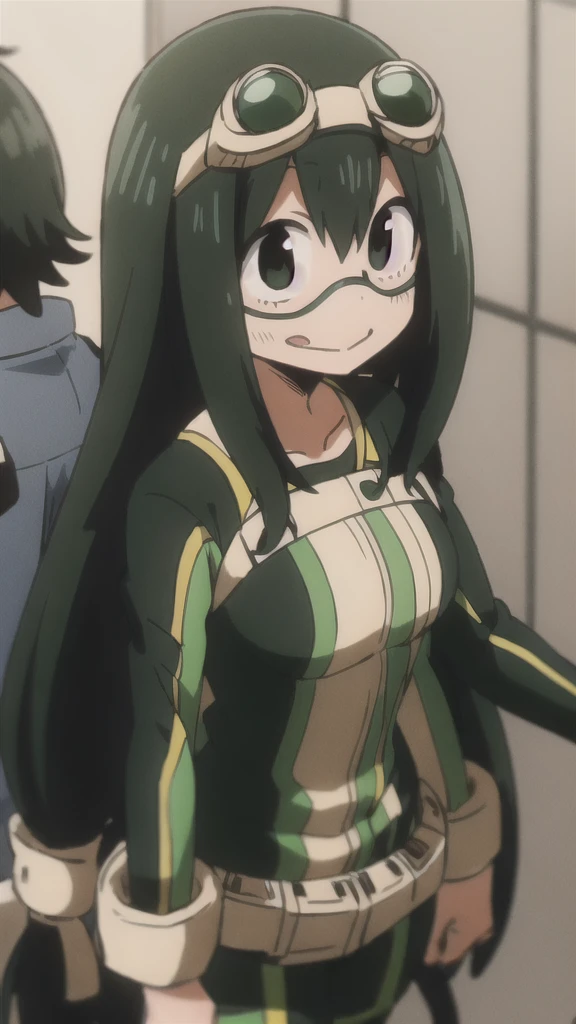 asui_tsuyu 1girl, solo, goggles, superhero, long hair