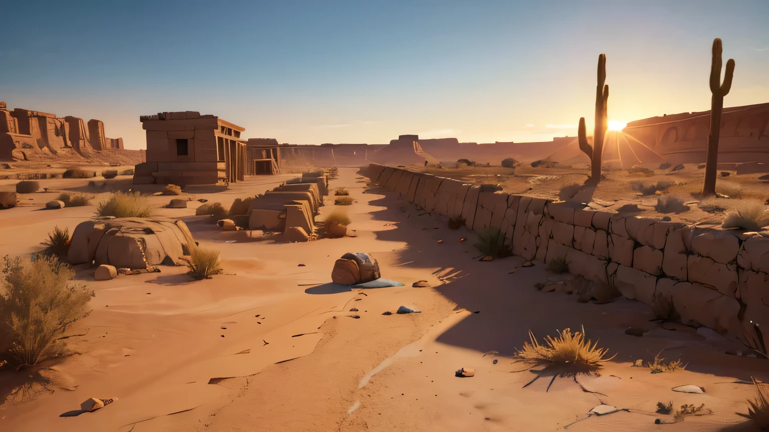 a desolate desert landscape, a dying oasis, parched earth cracked under the scorching sun, withered vegetation struggling to survive, a lone shepherd and his flock searching for water, hazy heat distortion, warm tones, dramatic lighting, detailed textures, cinematic composition, (best quality,4k,8k,highres,masterpiece:1.2),ultra-detailed,(realistic,photorealistic,photo-realistic:1.37),dynamic composition,dramatic lighting,desert,drought,ancient history,4th century BC,Israel,shepherd,flock,oasis,cracked earth,withered plants,warm tones