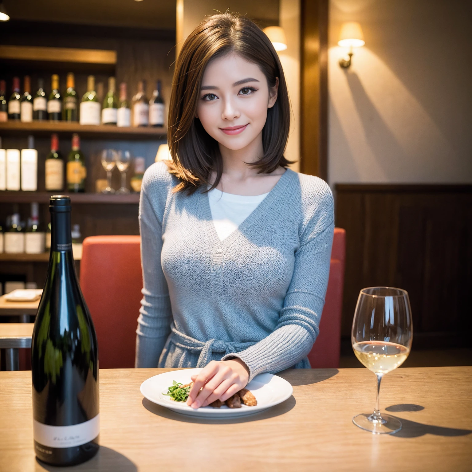 ((Highest quality、8K、masterpiece:1.3))、slimカップル、Pink rubber、modelカップル、(Realistic, Intricate details:1.2), full-course dinner、Wine Party、Amazing view of the sunset sky and clouds、A bright smile、The wonderfulness of smile、Bright image、The beauty of wine, Beautiful Face, blue eyes, The light shines on your face, Blushing, short hair,Bright Face、 (Age 37), 39 years old, red wine 、Appetizers、Italian food、Wine bottle、Champagne、sparkling wine、Two beauties、Brown Hair、Shortcuts、Long sleeve shirt、dress、Beautiful woman 1, (slimな顔), (The body is slim), (Brown Hair), (Shortcuts), cheeks turn a little red,Attractive beauty、restaurant, In a prominent place (From the waist up) Nova Frog Style, actress, model, Upper Body, White wine, slim, wine glass, 中央に置かれたwine glass, smile, (smile: 1.15), Beautiful fine grain, Depth f/2,saturation, High Contrast, Strong light and shadow,Moist Body:1.5、3D texture、Delicate eyes、Brown Hair、The hair is very shiny、