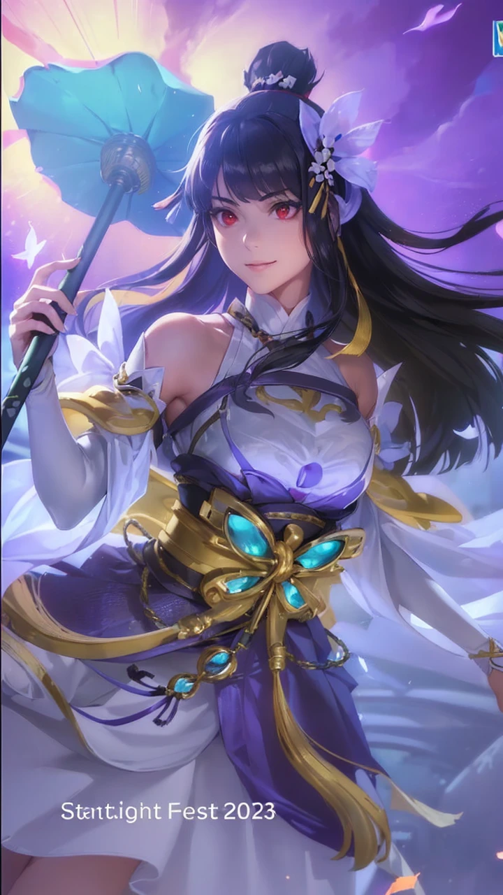 (masterpiece; best quality: 1.2), (finely detailed eyes: 1.3), ((25 year old woman)), ((solo)), (red eyes: 1.4), (body; lithe, slender, femenine: 1.3), (black hair in ponytail: 1.3), (beautiful and clear background: 1.2), ((depth of field)), (clothes: ronin attire + black hakama + black sash: 1.3), (anime illustration: 1.2), (background composition; kendo dojo + night time: 1.1), (extremely fine and beautiful: 1.1), (shot composition; standing + centered on torso + close-up: 1.5), (expression; calm, smile: 1.2)