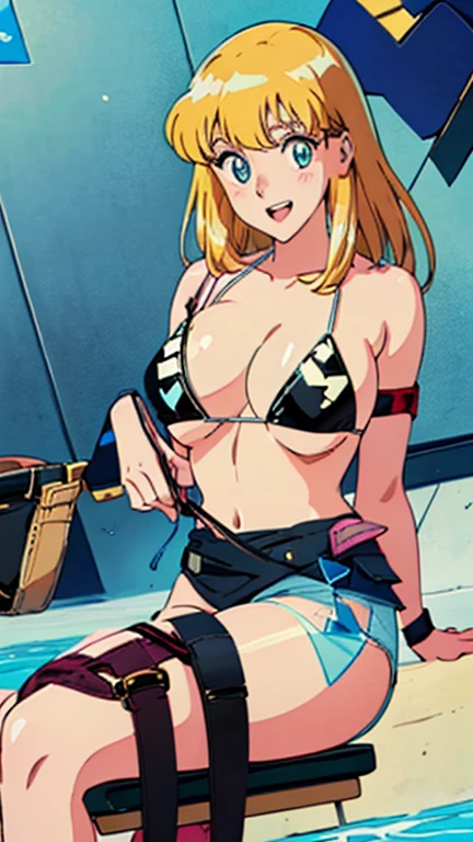 Reiko_iwife,
One girl,
Blonde, Long Hair, (Huge saggy breasts), (Beautiful Nudes), Cleavage, (Upper Body, Sitting),
(Perfectly detailed anatomy, Perfect Arms, Perfect Fingers, Beautiful Face, Perfect body, Shiny skin),
(Swimming in the sea),(Immersed in water:1.1),
Holding a translucent ball,
(Blue triangle bikini:2.0),
(Black waist pouch:2.0),
Rose Hair Accessories:1.25,
Water Goggles:1.5,
expression(smile), (blush),
Eyes Wide Open,Open Mouth,
Anime cel style,
masterpiece,
Highest quality,
High resolution,
Anime Color,
Megami Magazine:1.2,
Anime poster style,
Anime key visual,
sharp,
8K,
Realistic,
(Beautiful Eyes:1.5),