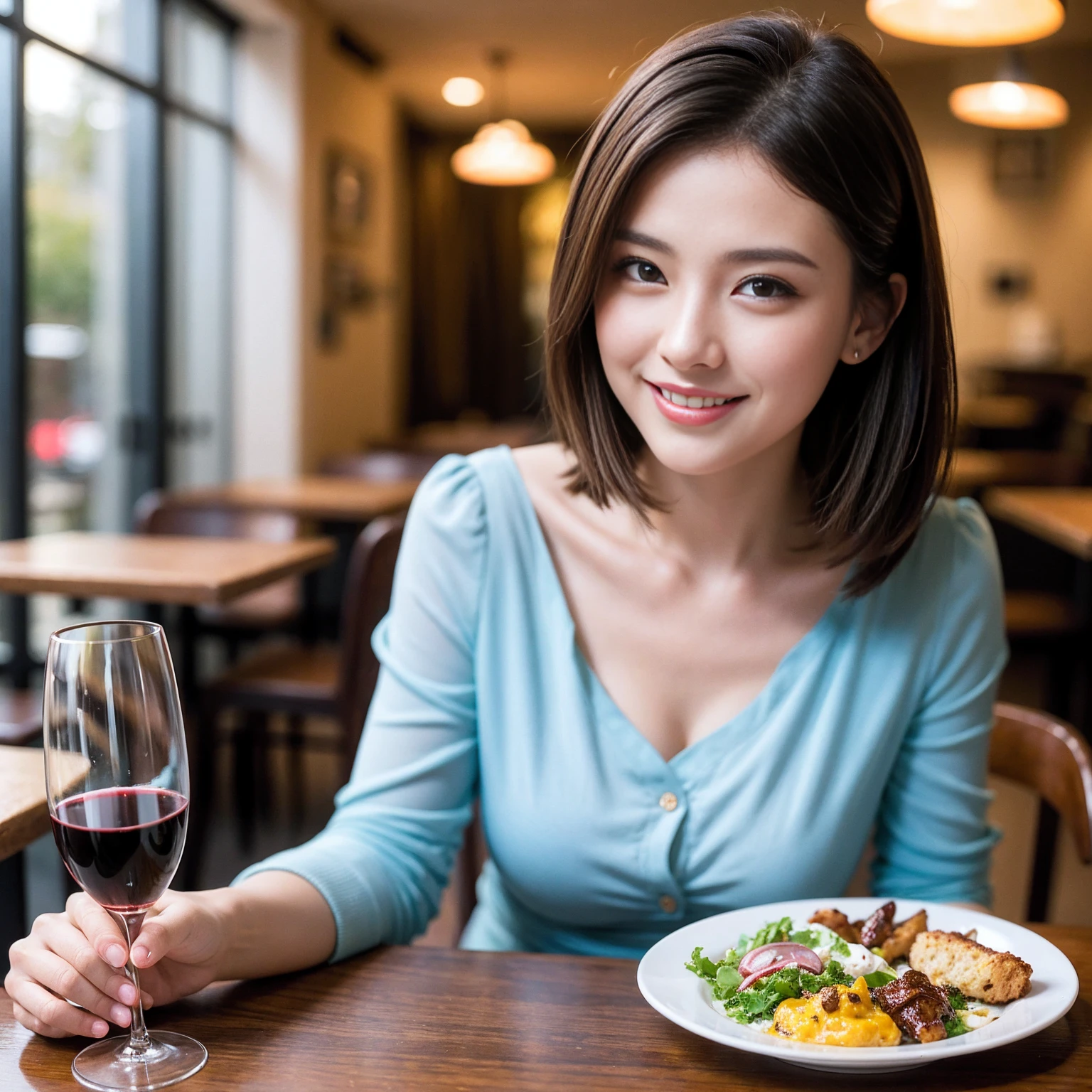 ((Highest quality、8K、masterpiece:1.3))、slimカップル、Pink rubber、modelカップル、(Realistic, Intricate details:1.2), full-course dinner、Wine Party、Amazing view of the sunset sky and clouds、A bright smile、The wonderfulness of smile、Bright image、The beauty of wine, Beautiful Face, blue eyes, The light shines on your face, Blushing, short hair,Bright Face、 (Age 37), 39 years old, red wine 、Appetizers、Italian food、Wine bottle、Champagne、sparkling wine、Two beauties、Brown Hair、Shortcuts、Long sleeve shirt、dress、Beautiful woman 1, (slimな顔), (The body is slim), (Brown Hair), (Shortcuts), cheeks turn a little red,Attractive beauty、restaurant, In a prominent place (From the waist up) Nova Frog Style, actress, model, Upper Body, White wine, slim, wine glass, 中央に置かれたwine glass, smile, (smile: 1.15), Beautiful fine grain, Depth f/2,saturation, High Contrast, Strong light and shadow,Moist Body:1.5、3D texture、Delicate eyes、Brown Hair、The hair is very shiny、