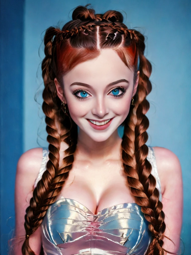 (Best quality, 4K, 8K, A high resolution, Masterpiece:1.2), Ultra-detailed, Realistic portrait of an 18 year old aristocratic girl, Exquisite facial features,Long brown curly hair details expressed, The posture is leisurely and natural,Graceful posture, Dreamy atmosphere, expressive brush strokes, mystical ambiance, Artistic interpretation,Delicately coiled hair,Floral jewelry with exquisite details, Crystal diamond jewelry,Small fresh aesthetics,Stunning intricate costumes, Fantasy illustration, Subtle colors and tones, mystical aura,The details have been upgraded
