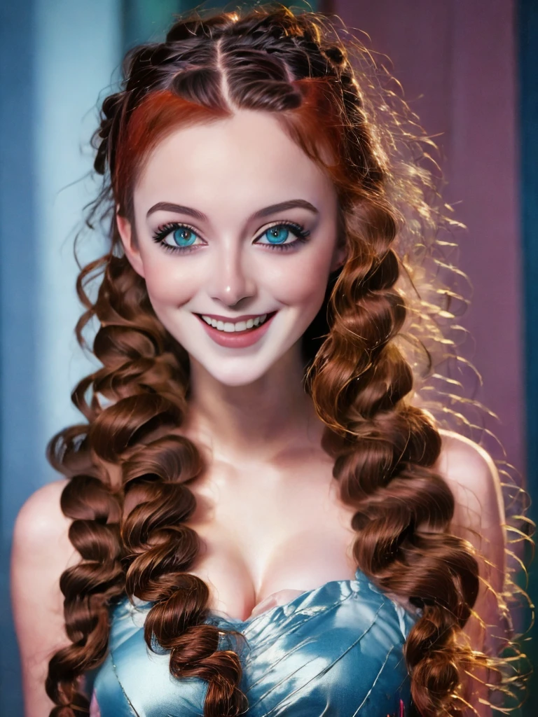 (Best quality, 4K, 8K, A high resolution, Masterpiece:1.2), Ultra-detailed, Realistic portrait of an 18 year old aristocratic girl, Exquisite facial features,Long brown curly hair details expressed, The posture is leisurely and natural,Graceful posture, Dreamy atmosphere, expressive brush strokes, mystical ambiance, Artistic interpretation,Delicately coiled hair,Floral jewelry with exquisite details, Crystal diamond jewelry,Small fresh aesthetics,Stunning intricate costumes, Fantasy illustration, Subtle colors and tones, mystical aura,The details have been upgraded