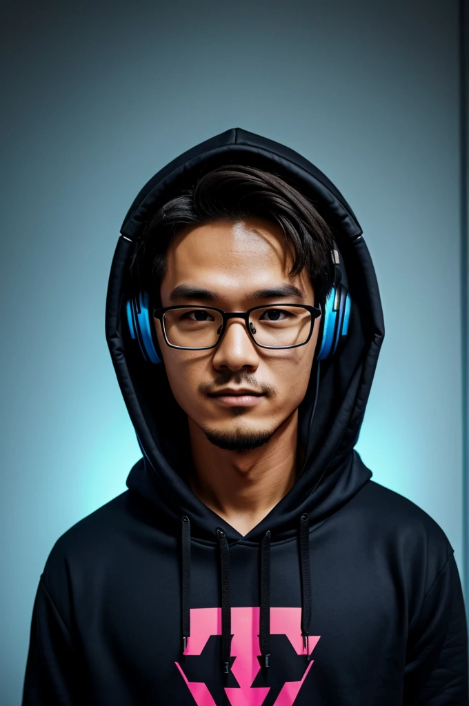 Generate sutharxz108, he wears headphone and a hoodie, he wear glasses too