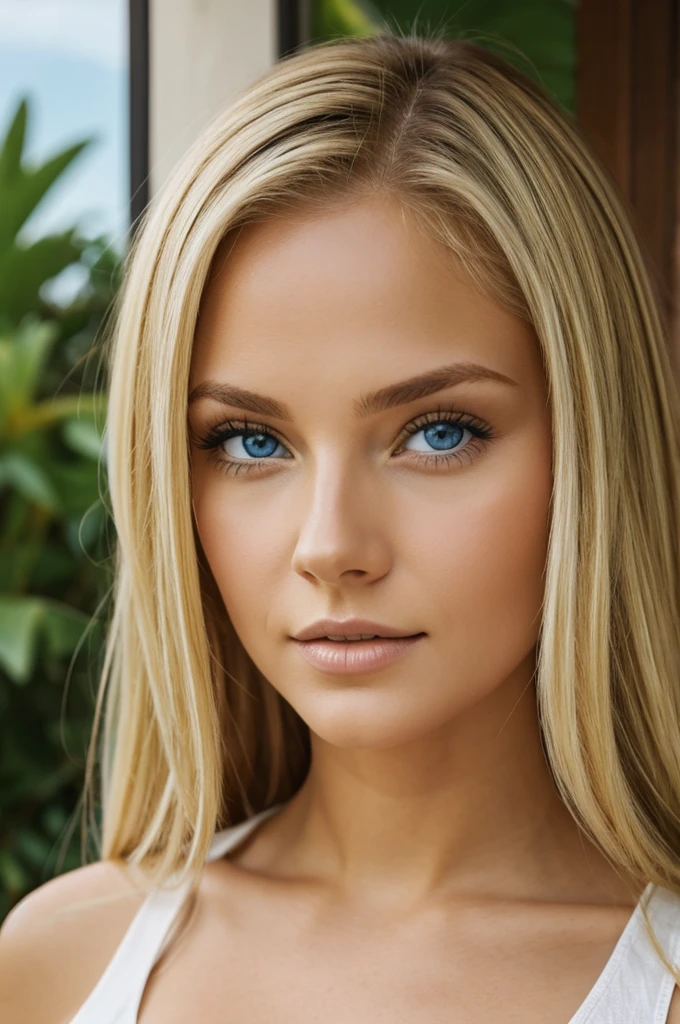 Blonde woman blue eyes chichona