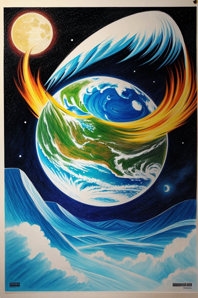 Poster drawing on planet vs plastic