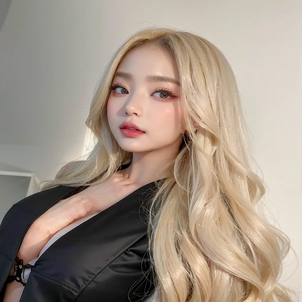 beautiful asian woman, beautiful detailed eyes, beautiful detailed lips, extremely detailed face and features, elegant hairstyle, delicate facial features, porcelain skin, flowing dress, serene expression, ethereal beauty, graceful pose, cinematic lighting, warm color tones, masterpiece, 8k, photorealistic, high quality, digital art, wonyoung ive, jennie blackpink, yuna itzy