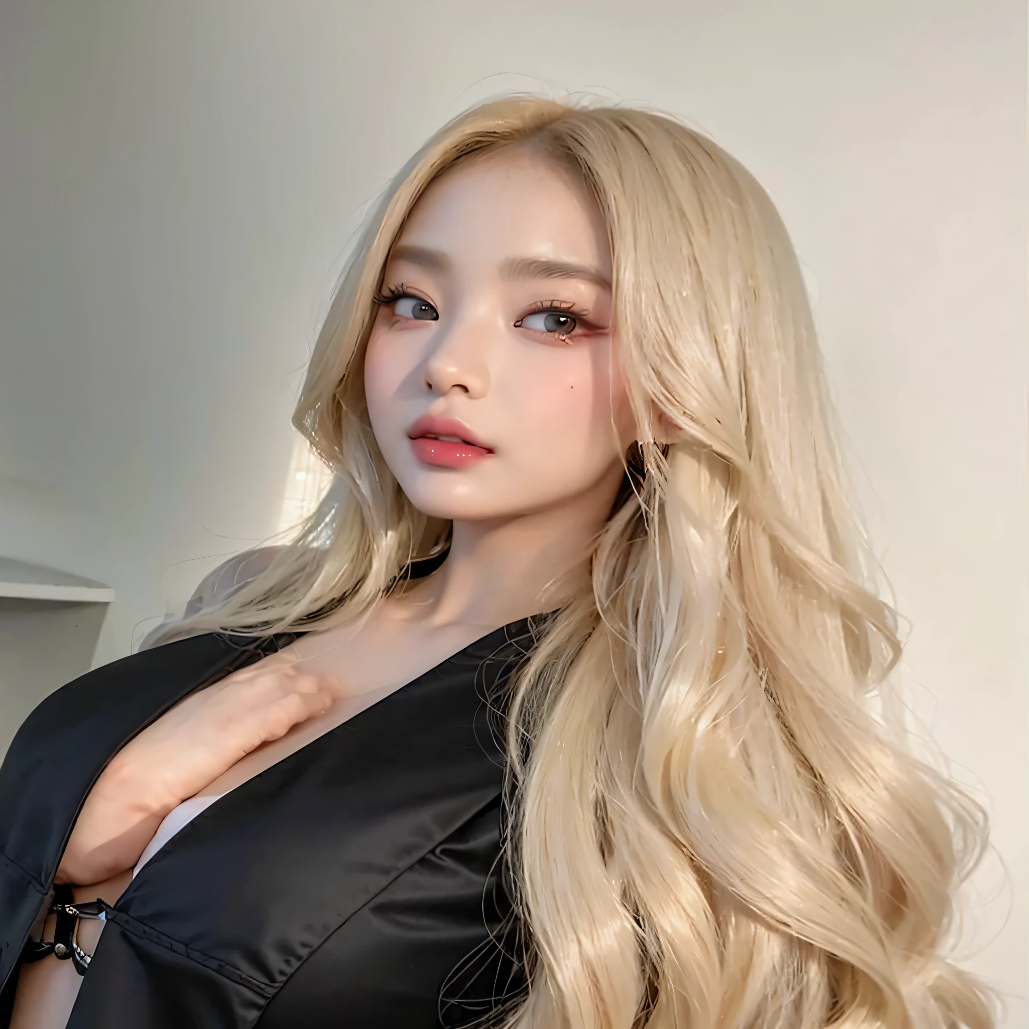 beautiful asian woman, beautiful detailed eyes, beautiful detailed lips, extremely detailed face and features, elegant hairstyle, delicate facial features, porcelain skin, flowing dress, serene expression, ethereal beauty, graceful pose, cinematic lighting, warm color tones, masterpiece, 8k, photorealistic, high quality, digital art, wonyoung ive, jennie blackpink, yuna itzy