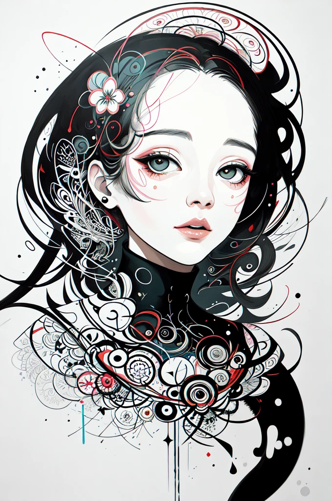official art, unity 8k wallpaper, ultra detailed, beautiful and aesthetic, masterpiece, best quality, (zentangle, mandala, tangle, entangle), (fractal art:1.3) , 1girl, extremely detailed, dynamic angle, cowboyshot, the most beautiful form of chaos, elegant, a brutalist designed, vivid colours, romanticism, by james jean, roby dwi antono, ross tran, francis bacon, michal mraz, adrian ghenie, petra cortright, gerhard richter, takato yamamoto, ashley wood, atmospheric, ecstasy of musical notes, streaming musical notes visible