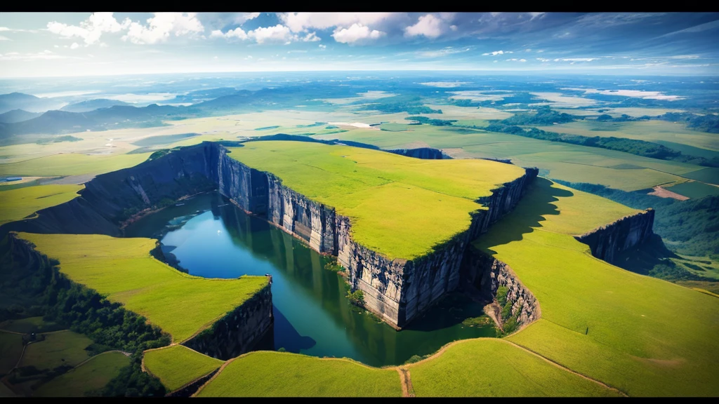 Beautiful scene of Cambodian countryside seen from above, Photo-realistic, High definition, 8K