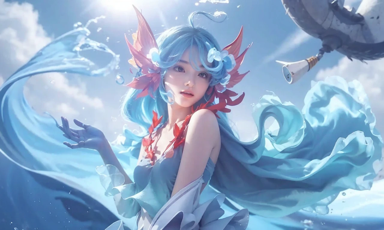 HD, HDR, 8K, best quality, best quality masterpiece, extremely detailed, high quality, high resolution, Make it anime style, beautiful mermaid, pink hair