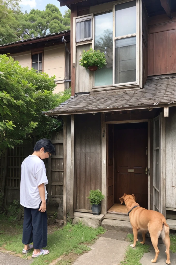 The dog is Kazutoshi-kun.、We headed to an old house on the edge of the park.。When I arrived in front of the house、An old woman came out from inside。「Taro!I was worried.!」The old woman picked up the dog and started crying.。