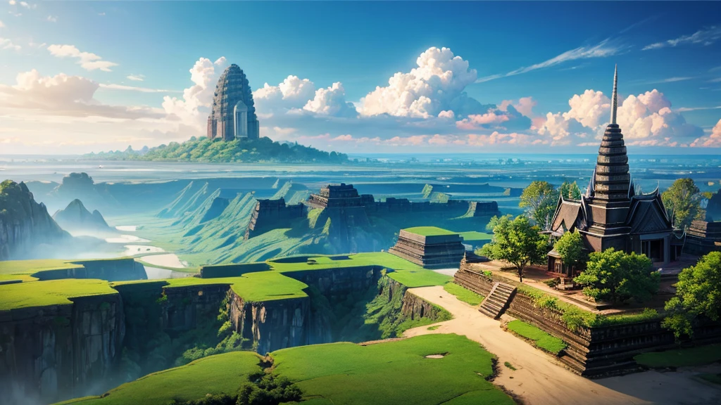 Beautiful scenery of Cambodian countryside seen from above, Photo-realistic, High definition, 8K