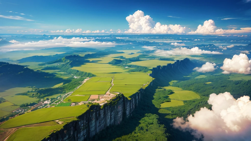 Beautiful scenery of Cambodian countryside seen from above, Photo-realistic, High definition, 8K