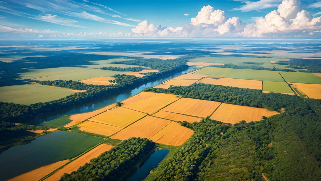 Beautiful scenery of Cambodian countryside seen from above, Photo-realistic, High definition, 8K