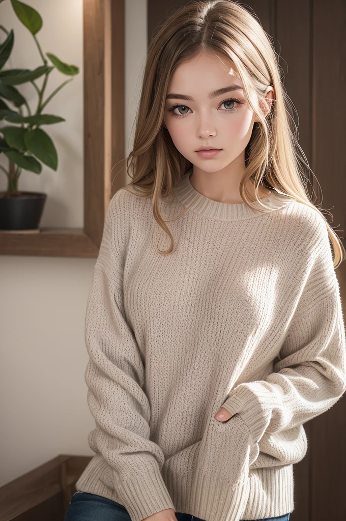 ((best qualityer)), ((work of art)), (detailded), 1 girl, ombro to ombro sweater, 