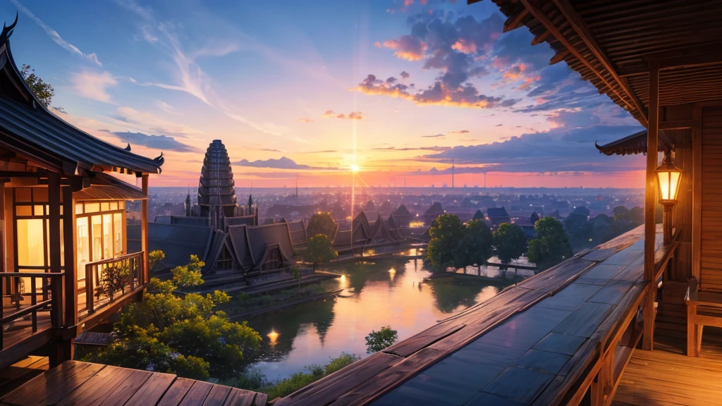 Beautiful view of Cambodia's ancient village from above, Photo-realistic, High definition, 8K