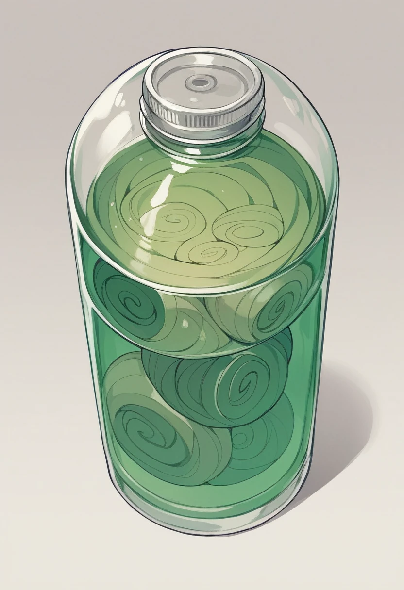 high detail, transparent PET bottle, from the top in a gradient with a spiral disintegration effect creating a thread, render 3d, 8k