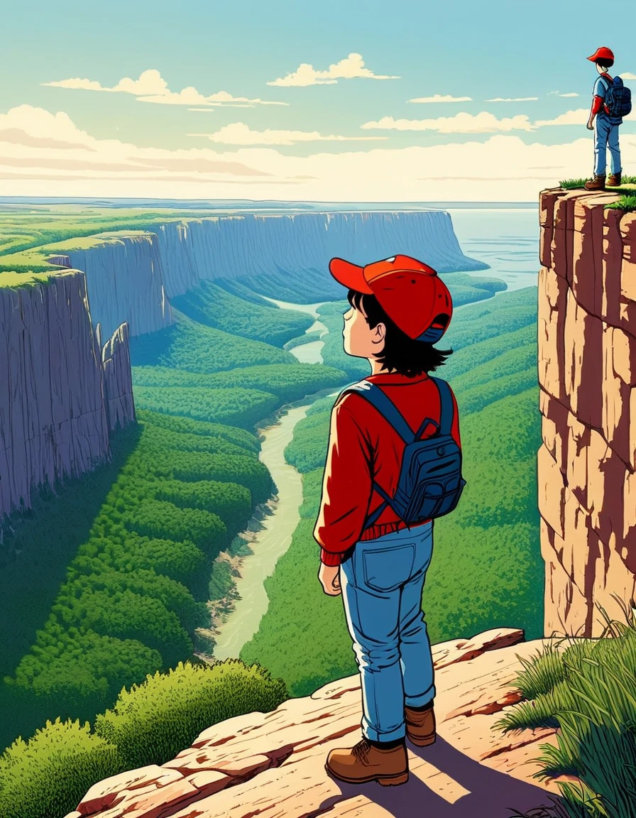 "I'd just be the catcher in the rye and all."
Image Prompt: Create a dreamlike scene of Holden standing on the edge of a cliff, reaching out to save children who are about to fall, symbolizing his desire to protect innocence.