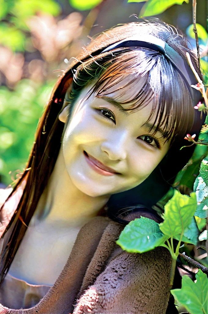 Minami Hamabe,(highest quality,16k,High resolution:1.2),Dark brown long hair,Girls in their 20s,Very detailed,One Girl,A beautiful 26 year old woman,(Minami Hamabe:1.3),(smile),garden,(high quality,ultra detailed,best quality,masterpice,4k,taken by nikon d750:1.0)