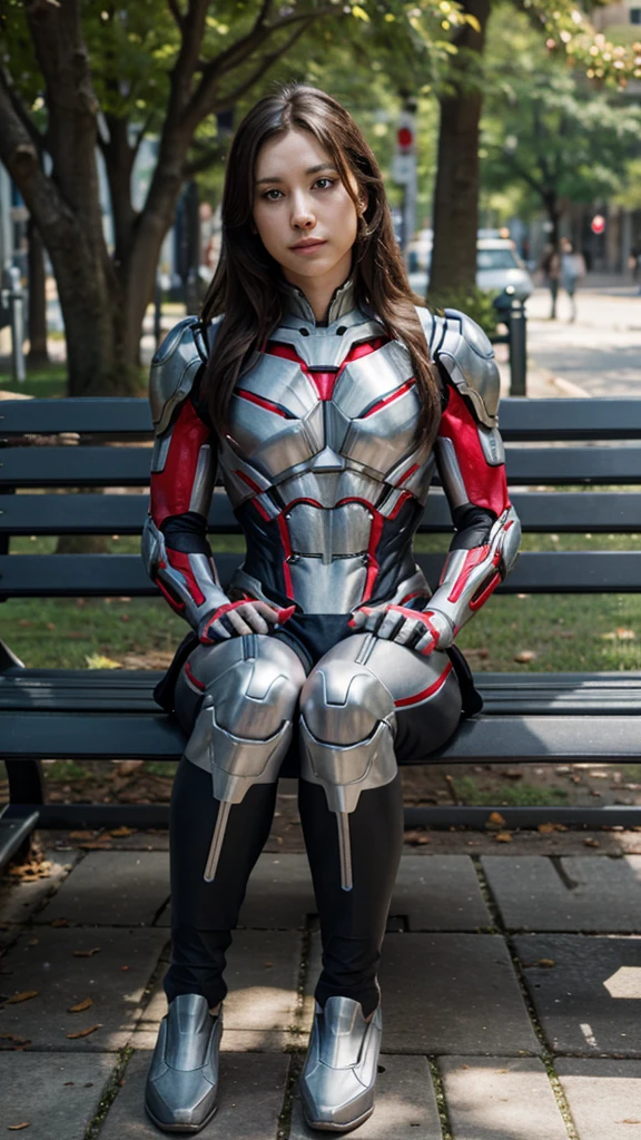 Ultron but sitting on a bench 