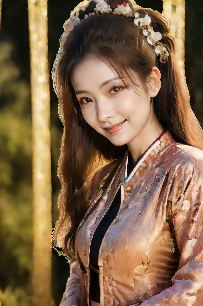 Minami Hamabe,(highest quality,16k,High resolution:1.2),Dark brown long hair,Girls in their 20s,Very detailed,One Girl,A beautiful 26 year old woman,(Minami Hamabe:1.3),(smile),garden,(high quality,ultra detailed,best quality,masterpice,4k,taken by nikon d750:1.0)