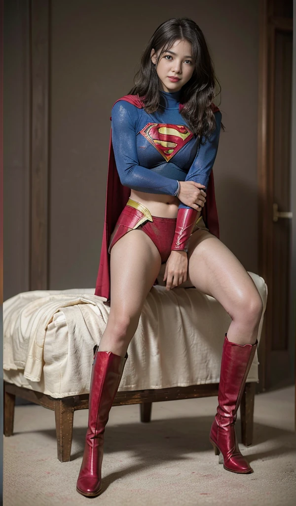 No background、(((Sweating profusely))).(((Beautiful legs in black tights.)))、(((Legally express the beauty of your smile)))、((((Make the most of your original images)))、(((体にぴったりフィットするSupergirl Costume)))、(((Supergirl Costume)))、(((short and beautiful hair)))、(((suffering)))、(((Please wear black tights....、Wear red boots)))、((Best image quality、8K))、((Highest quality、8K、masterpiece:1.3))、(((Preserve background )))、Sharp focus:1.2、Beautiful woman with perfect figure:1.4、Slim Abs:1.2、Wet body:1.5、Highly detailed face and skin texture、8K