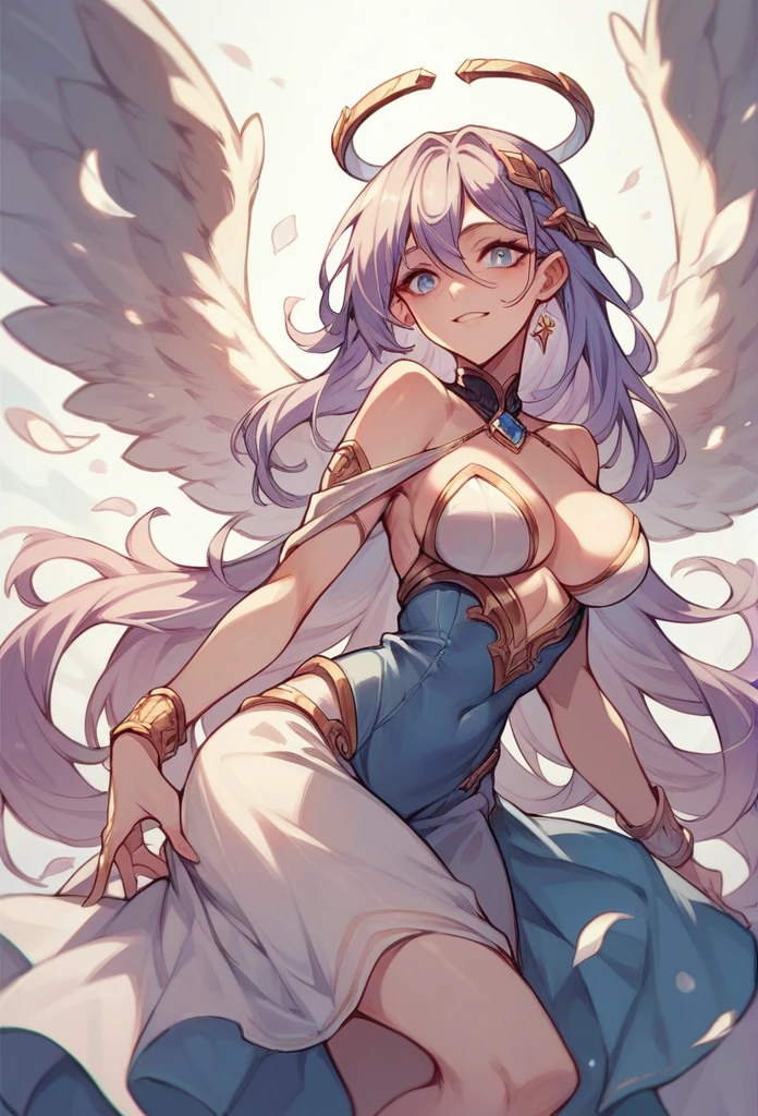 Woman as angel blue and violet coloured
