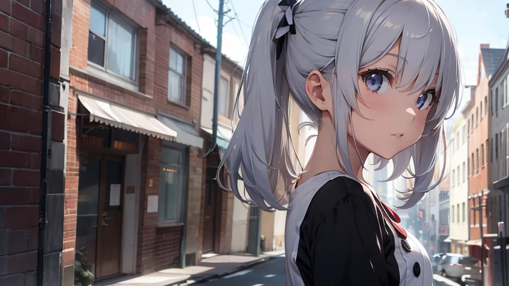 Silver-haired, small-breasted girl
