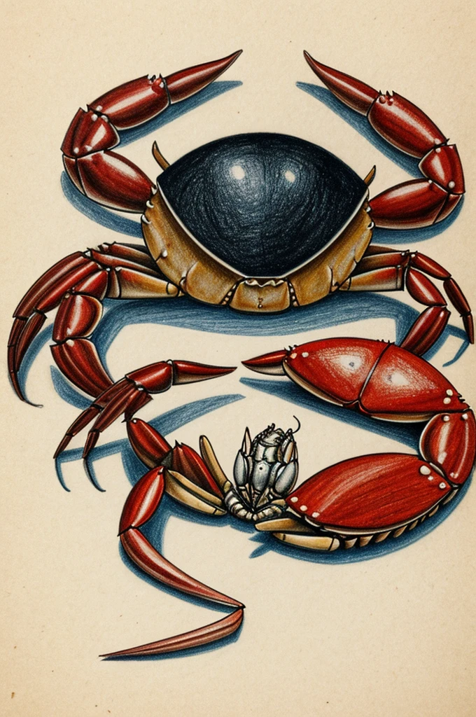 A drawing of a crab and a bobbin in love.