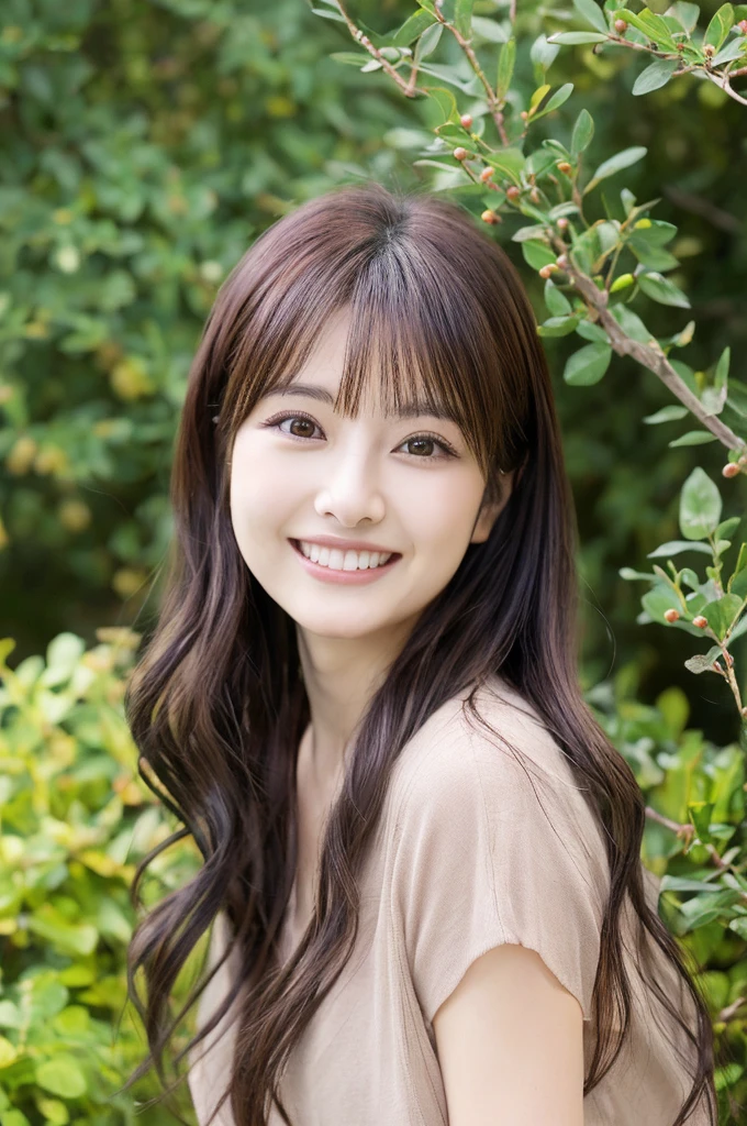 Minami Hamabe,(highest quality,16k,High resolution:1.2),Dark brown long hair,Girls in their 20s,Very detailed,One Girl,A beautiful 26 year old woman,(Minami Hamabe:1.3),(smile),garden,(high quality,ultra detailed,best quality,masterpice,4k,taken by nikon d750:1.0)