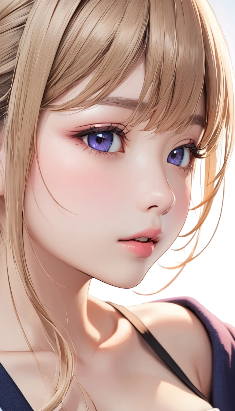 ２Close up of 10 year old Japanese girl climaxing face&#39;Eyes wearing silver-white mirrored lens sunglasses、I looked at the world reflected in the lenses of my sunglasses..(Side Pony,Colorful Hair), 