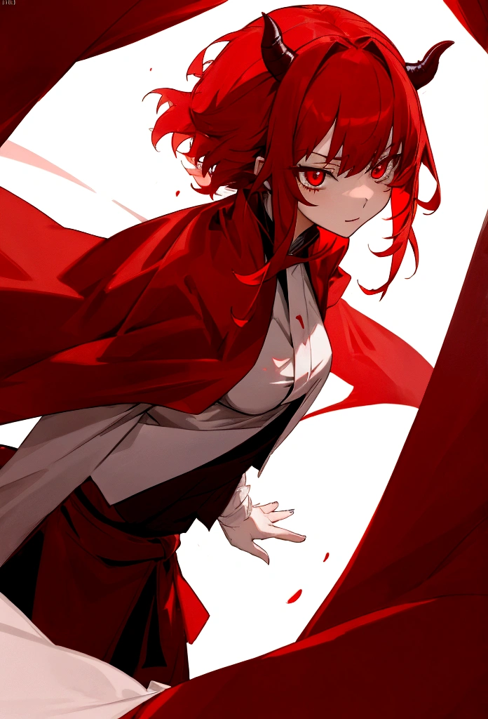 a half-demon girl with white and red hair and crimson eyes wearing a yukata 