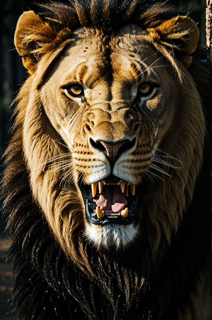 Create a evil big size scary lion full hd
