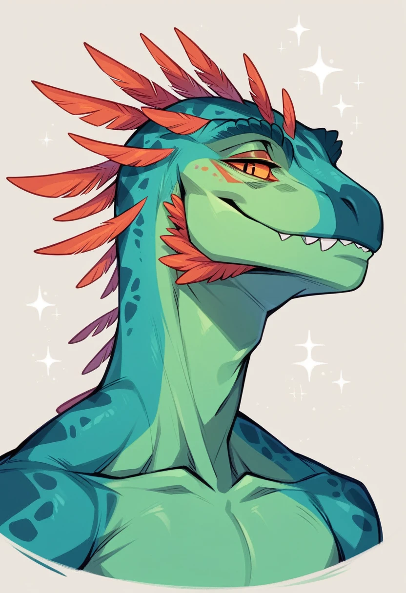 Create a highly detailed and stylized digital artwork of a dinosaur for a children's bedroom wall art, optimized for A4 size. The dinosaur should be depicted in a cartoon animation style with vibrant colors and a playful, friendly expression. The design should include intricate details, such as textured skin, expressive eyes, and dynamic poses. The background should be simple and pastel-toned to complement the dinosaur's vibrant appearance without detracting from the character. The overall design should be engaging, full of personality, and visually striking, perfect for captivating a child's imagination.