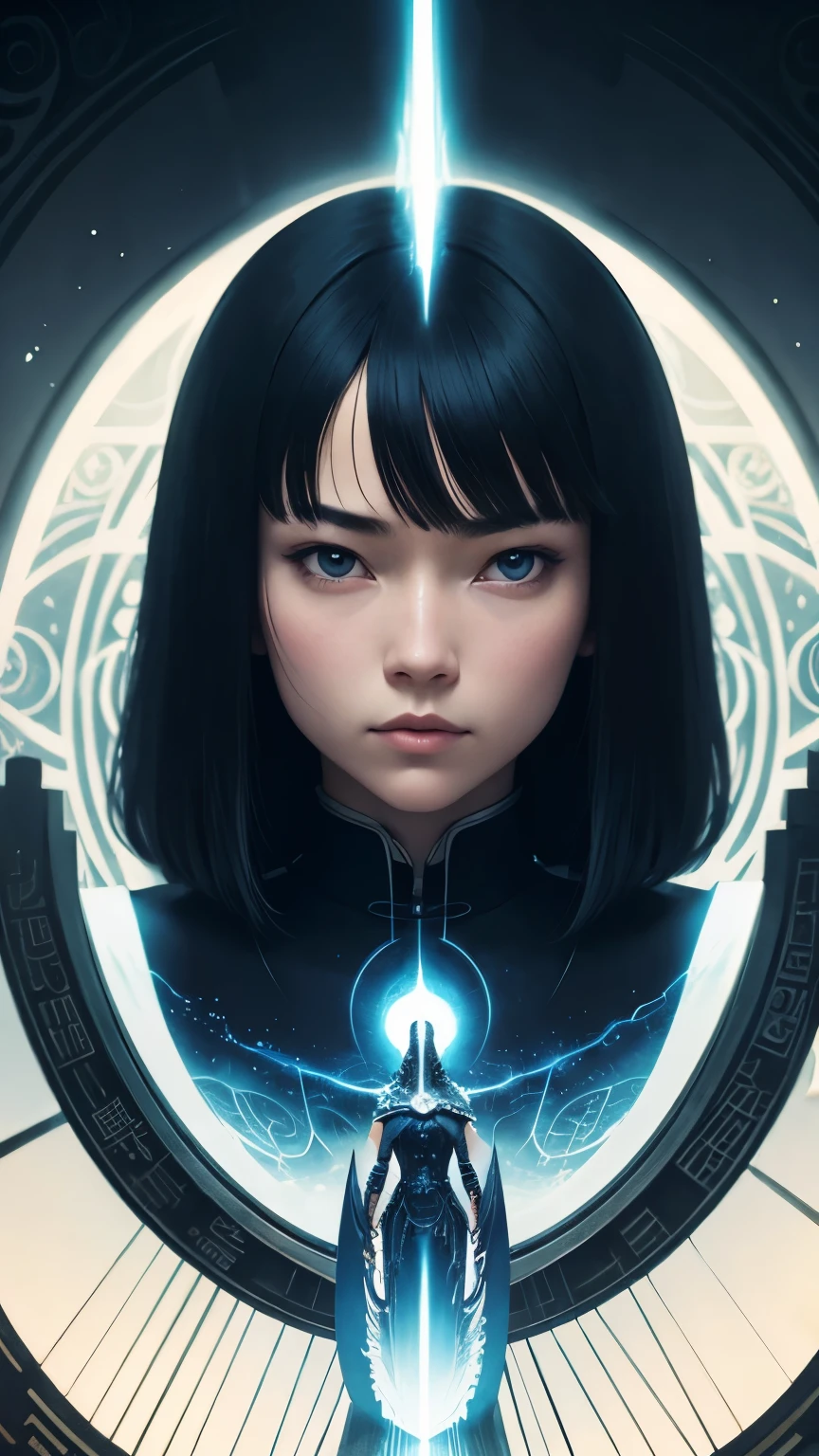Kay Nielsen, Kaye Kessing, Katsuhiro Otomo, Surrealism, wonder, strange, fantastical, fantasy, Sci-fi, Japanese anime, the power of a mini-skirt beautiful girl, perfect voluminous body, the place where God can be seen, numbers, souls, and places, detailed masterpiece Hyper realistic sharp focus cinematic lighting reall