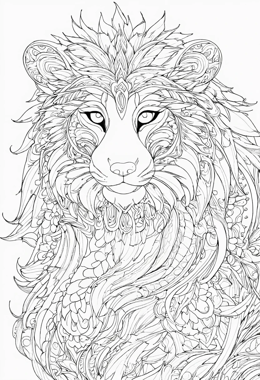 complete image within a margin around the image, leave indentation margin on a coloring page with a random animal coloring in black and white, Coloring book outline, Detailed line art, clean coloring book page, stylized lines, art outline, detailed drawing in 4k, line art coloring page, detailed art, hyper Detailed line art, detailed digital drawing, Coloring Pages, coloring pages, extremely fine linear ink iamgen when centered