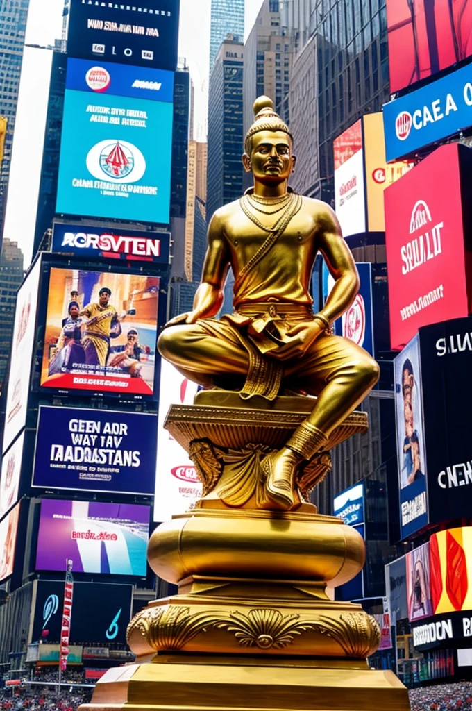 Indian cricket player Virat kholi funny golden statue in New York Times Square