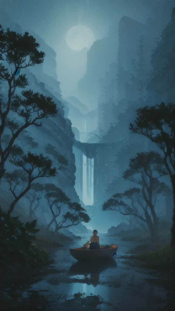 a painting of a jungle scene with flowers and plants, a digital painting by Ryan Yee, trending on cgsociety, conceptual art, 🌺 cgsociety, art nouveau jungle environment, . background: jungle river, beautiful illustration, ross tran. scenic background, art contest winner on behance, beautiful jungle, jen bartel, floral environment, anime nature wallpap, mysterious jungle painting