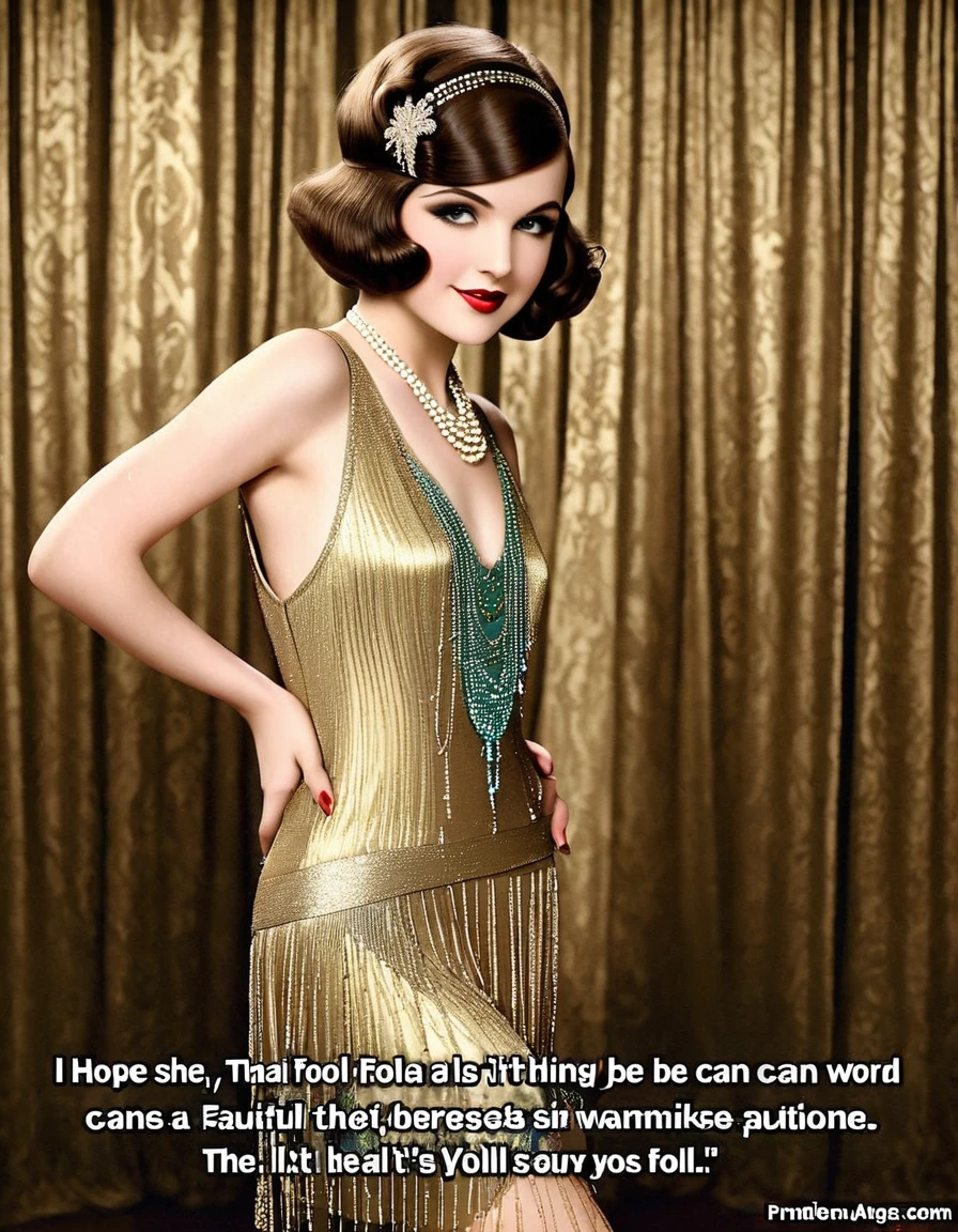 "I hope she'll be a fool — that's the best thing a girl can be in this world, a beautiful little fool."

Image Prompt: Revisit the iconic quote with a visual that showcases a woman dressed in 1920s fashion, epitomizing the idea of a "beautiful little fool."